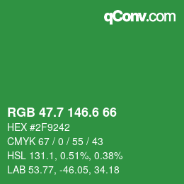 カラーコード: RGB 47.7 146.6 66 | qconv.com