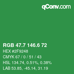 カラーコード: RGB 47.7 146.6 72 | qconv.com