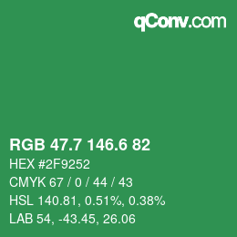 カラーコード: RGB 47.7 146.6 82 | qconv.com
