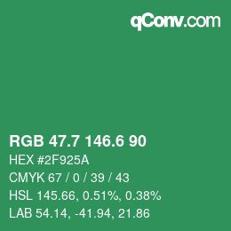 カラーコード: RGB 47.7 146.6 90 | qconv.com