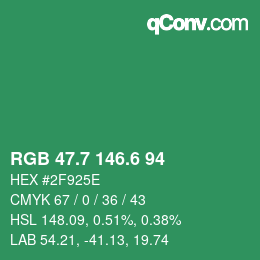 カラーコード: RGB 47.7 146.6 94 | qconv.com
