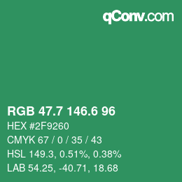 カラーコード: RGB 47.7 146.6 96 | qconv.com