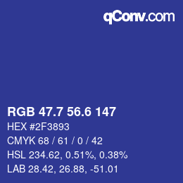 カラーコード: RGB 47.7 56.6 147 | qconv.com