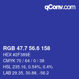 カラーコード: RGB 47.7 56.6 158 | qconv.com