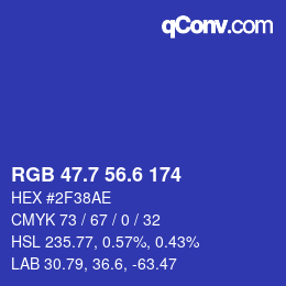 カラーコード: RGB 47.7 56.6 174 | qconv.com