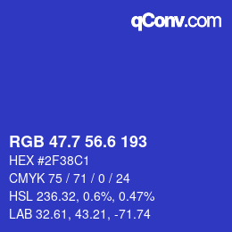 カラーコード: RGB 47.7 56.6 193 | qconv.com