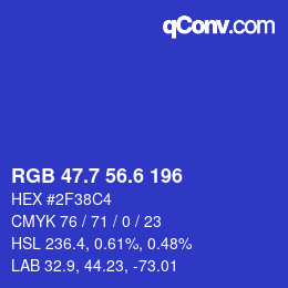 カラーコード: RGB 47.7 56.6 196 | qconv.com