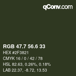 カラーコード: RGB 47.7 56.6 33 | qconv.com