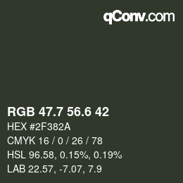 カラーコード: RGB 47.7 56.6 42 | qconv.com