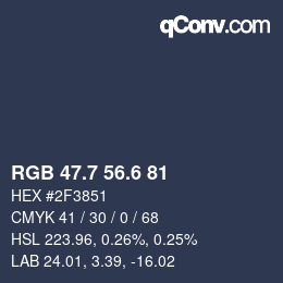 カラーコード: RGB 47.7 56.6 81 | qconv.com