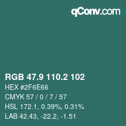 Color code: RGB 47.9 110.2 102 | qconv.com