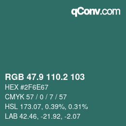 Color code: RGB 47.9 110.2 103 | qconv.com