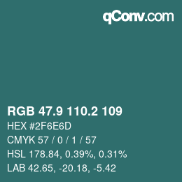 カラーコード: RGB 47.9 110.2 109 | qconv.com