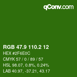 カラーコード: RGB 47.9 110.2 12 | qconv.com