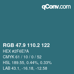 Color code: RGB 47.9 110.2 122 | qconv.com