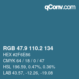 カラーコード: RGB 47.9 110.2 134 | qconv.com