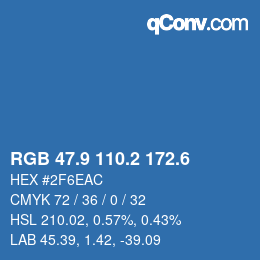カラーコード: RGB 47.9 110.2 172.6 | qconv.com