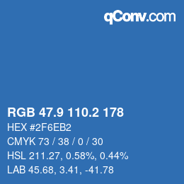 カラーコード: RGB 47.9 110.2 178 | qconv.com