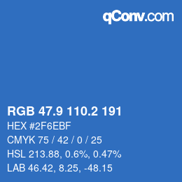カラーコード: RGB 47.9 110.2 191 | qconv.com