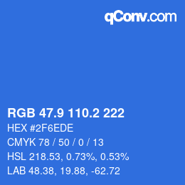 Color code: RGB 47.9 110.2 222 | qconv.com