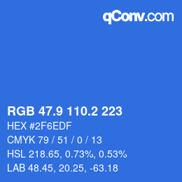 Color code: RGB 47.9 110.2 223 | qconv.com