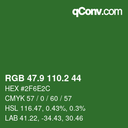 カラーコード: RGB 47.9 110.2 44 | qconv.com