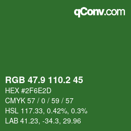 カラーコード: RGB 47.9 110.2 45 | qconv.com