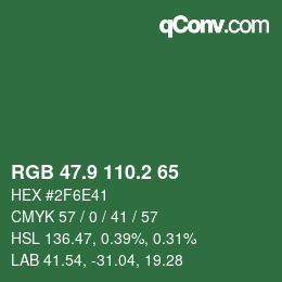 カラーコード: RGB 47.9 110.2 65 | qconv.com