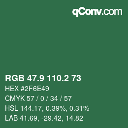 カラーコード: RGB 47.9 110.2 73 | qconv.com
