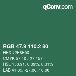 カラーコード: RGB 47.9 110.2 80 | qconv.com