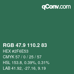 カラーコード: RGB 47.9 110.2 83 | qconv.com