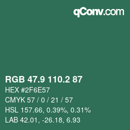 Color code: RGB 47.9 110.2 87 | qconv.com