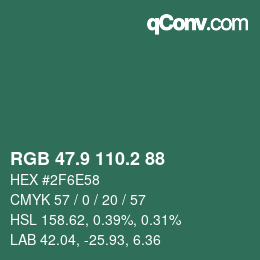 Color code: RGB 47.9 110.2 88 | qconv.com