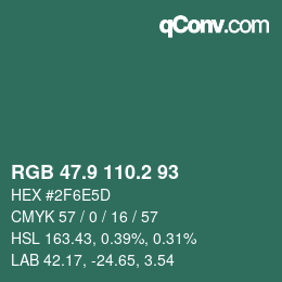 Color code: RGB 47.9 110.2 93 | qconv.com