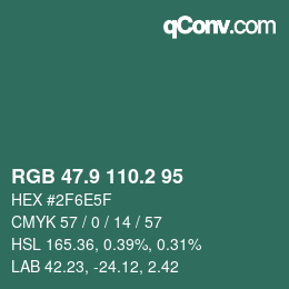 カラーコード: RGB 47.9 110.2 95 | qconv.com