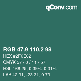 Farbcode: RGB 47.9 110.2 98 | qconv.com