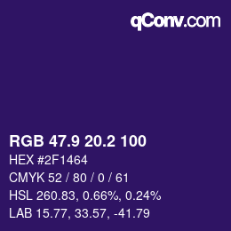 カラーコード: RGB 47.9 20.2 100 | qconv.com