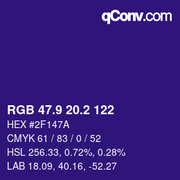 カラーコード: RGB 47.9 20.2 122 | qconv.com