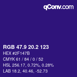 カラーコード: RGB 47.9 20.2 123 | qconv.com