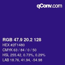 カラーコード: RGB 47.9 20.2 128 | qconv.com