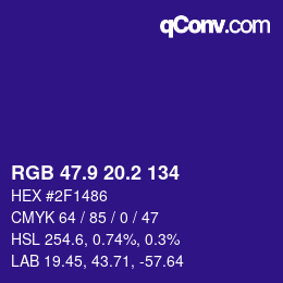 カラーコード: RGB 47.9 20.2 134 | qconv.com