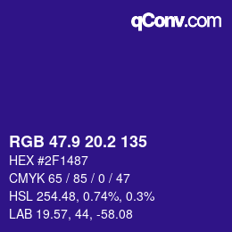 カラーコード: RGB 47.9 20.2 135 | qconv.com