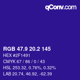 カラーコード: RGB 47.9 20.2 145 | qconv.com