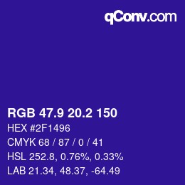 カラーコード: RGB 47.9 20.2 150 | qconv.com