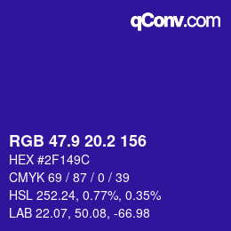 カラーコード: RGB 47.9 20.2 156 | qconv.com