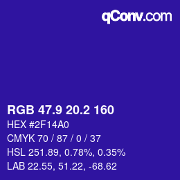 カラーコード: RGB 47.9 20.2 160 | qconv.com
