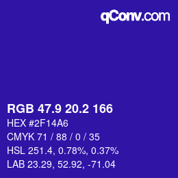 カラーコード: RGB 47.9 20.2 166 | qconv.com