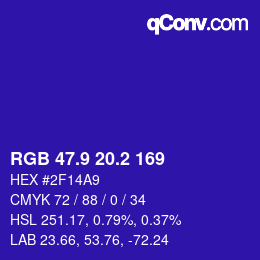 カラーコード: RGB 47.9 20.2 169 | qconv.com