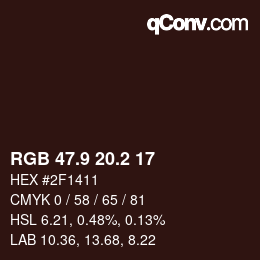カラーコード: RGB 47.9 20.2 17 | qconv.com