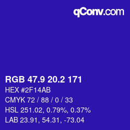 カラーコード: RGB 47.9 20.2 171 | qconv.com